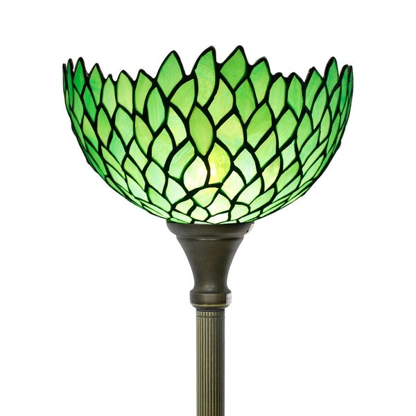 Tiffany Floor Lamp Uplight 66 Bronze Pole Vintage Boho Green Stained G