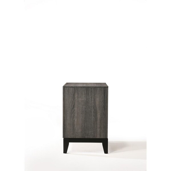 Transitional Weathered Style Composite Wood Nightstand with Center Met