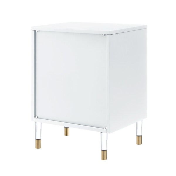 Nicole Miller Tiffany High Gloss 1-drawer Nightstand with Acrylic Legs