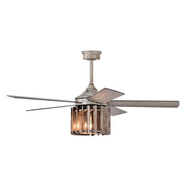 Olivia 52 Inch Distressed Wood Finish Ceiling Fan with Light | Oversto