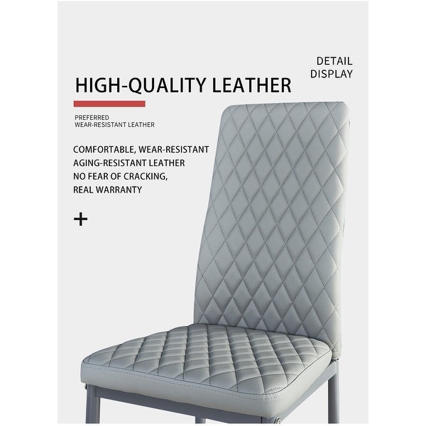 Dining Chair Leather Diamond Grid Pattern Home Conference Chair Set Of