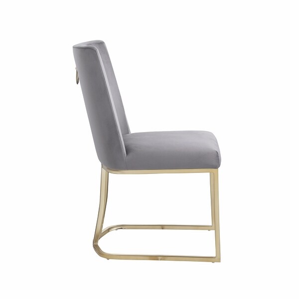 Dining Chairs, Velvet Upolstered Side Chair, Gold Metal Legs (Set of 2