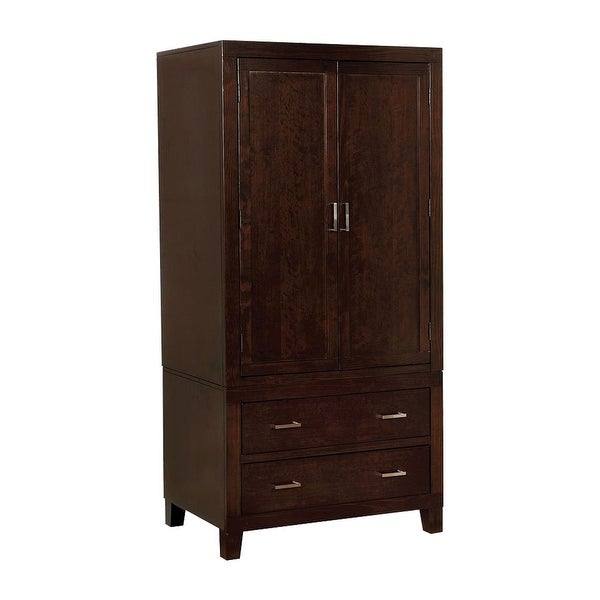 Wooden Armoire With 2 Drawers, Espresso - - 34443275