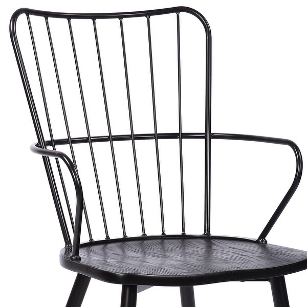 Parisa High Back Steel Framed Side Chair in Black Powder Coated Finish