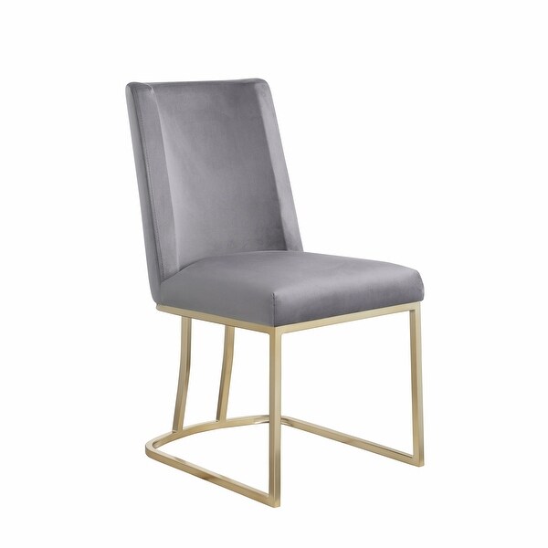 Dining Chairs, Velvet Upolstered Side Chair, Gold Metal Legs (Set of 2