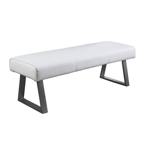 Somette Amelia White Air PU Rectangular Bench - Overstock - 31109524