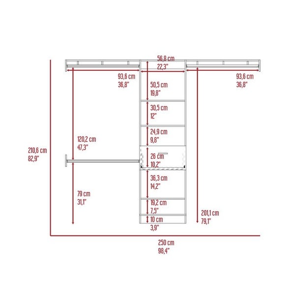 Distinctive Design 1-Drawer 5-Shelf Closet System for Living Room, Ext