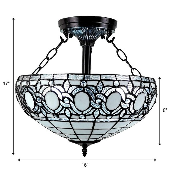 Tiffany Style Semi-flush Mount Ceiling Fixture Amora Lighting - Overst