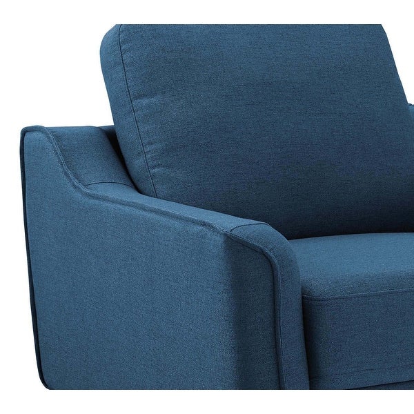 Fabric Upholstered Wooden Chair with Corner Blocked Frame, Blue - 36.5