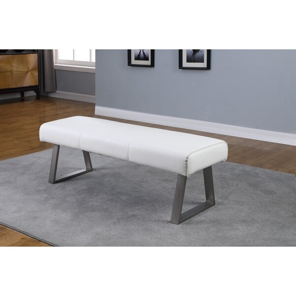 Somette Amelia White Air PU Rectangular Bench - Overstock - 31109524