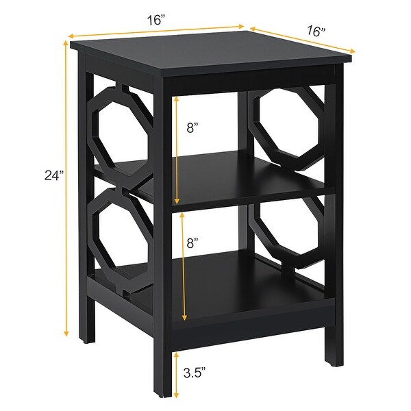 Costway 3-tier Nightstand Sofa Side End Accent Table Storage Display -