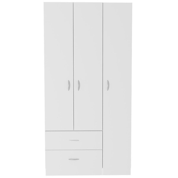 Bosko 3 Doors Armoire, 2 Drawers, 4 Shelves, Metal Rod - - 34518435