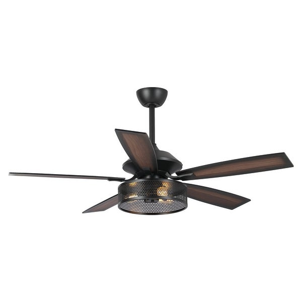 Industrial 52 5-Blade 3-Light Wood Ceiling Fan with Remote - 52 in | O