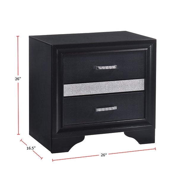 3 Drawers Wooden Nightstand With Hide Drawer Design in Black - - 34976