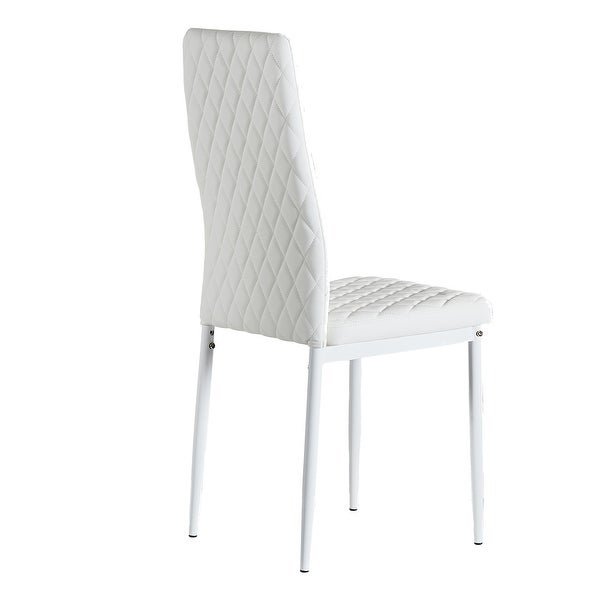 Dining Chair Leather Diamond Grid Pattern Home Conference Chair Set Of