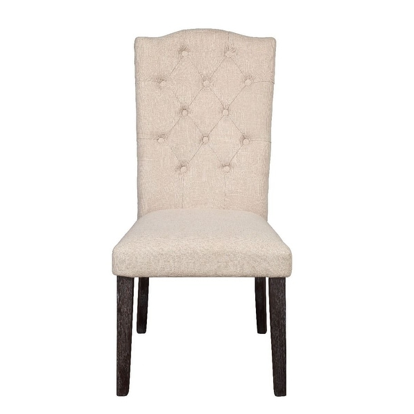 Gerardo Side Chair (Set-2) in Beige Linen & Weathered Espresso - Overs