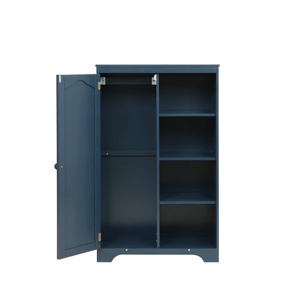 Wooden Side Cabinet Storage Closet with 1Door and 4-Shelf - - 36702866