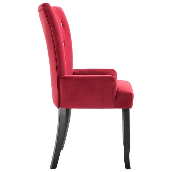 Dining Chair with Armrests Red Velvet - Overstock - 35098067