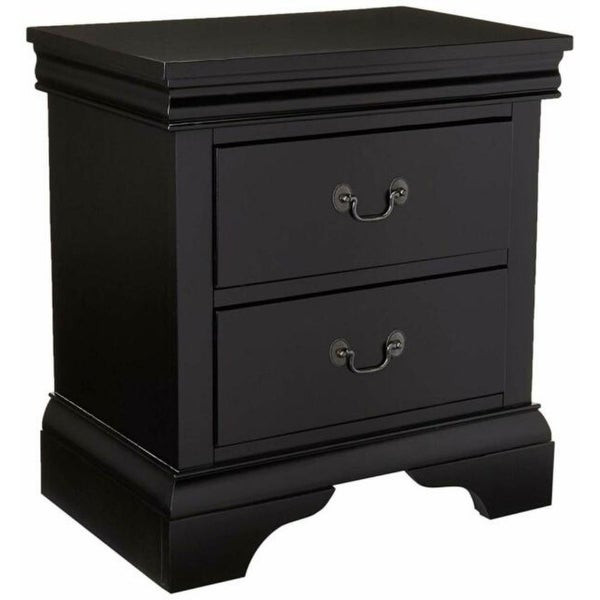 Wooden Nightstand With Two Drawers In Black Finish - - 36129924