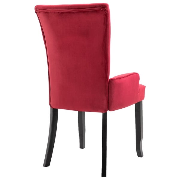 Dining Chair with Armrests 4 pcs Red Velvet - Overstock - 37348973