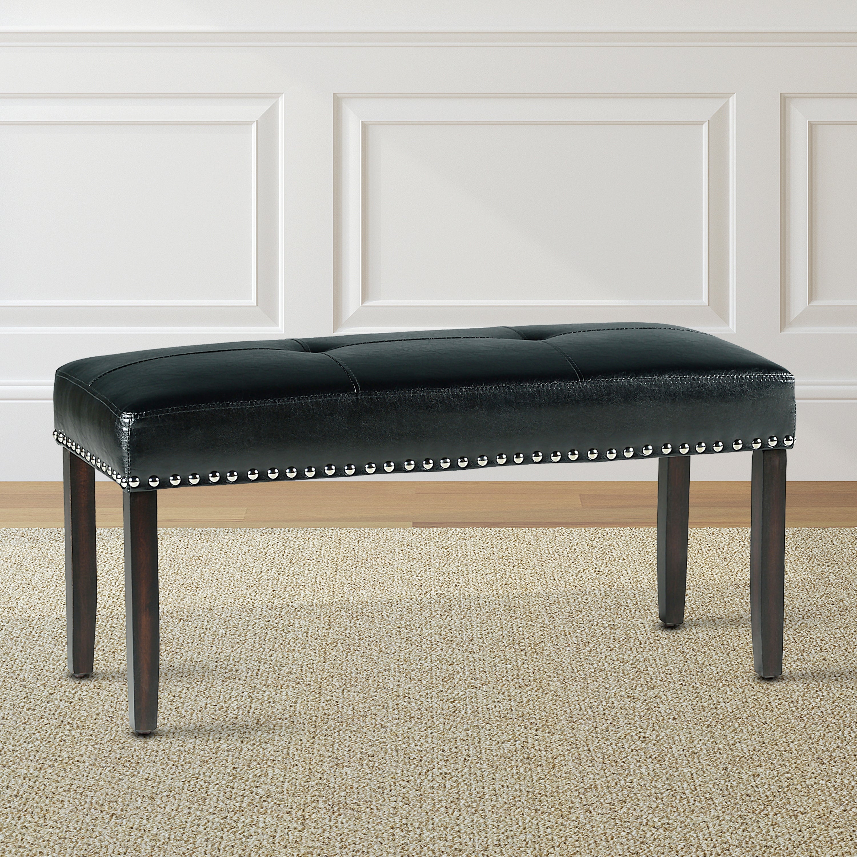 Winlock Faux Leather Dining Bench with Nailheads by Greyson Living - O