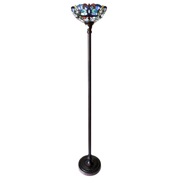 Gracewood Hollow Chopra Tiffany-style Antique Bronze Floor Lamp - Over