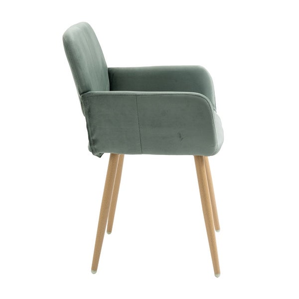 Velet Upholstered Side Dining Chair with Metal Leg(velet+Walnut Wooden