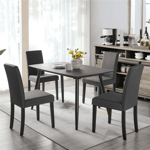 4pcs Fabric Upholstered Parson Dining Chairs for Home, Dark Gray - Ove