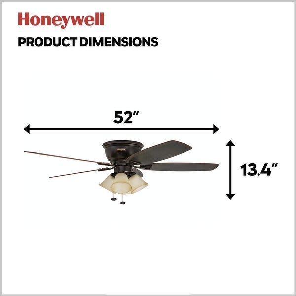 Honeywell Glen Alden 4-light Oil Rubbed Bronze Hugger Ceiling Fan | Ov