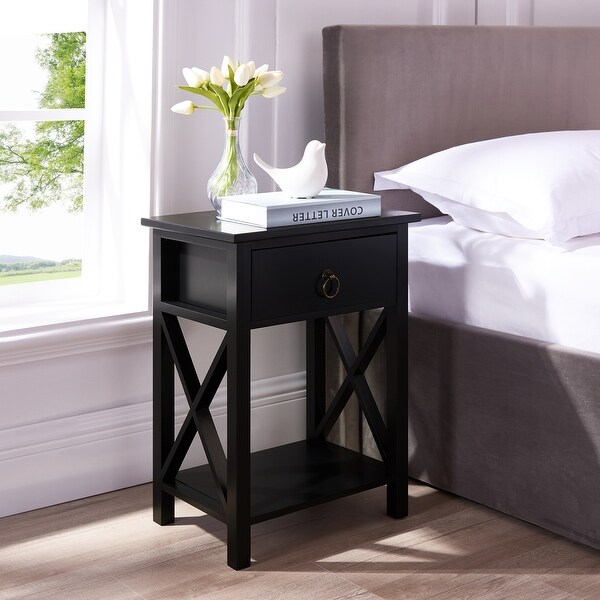 Alisa Bedside Table Set of 2 Night Stand Wooden End Tables Set of 2 Si