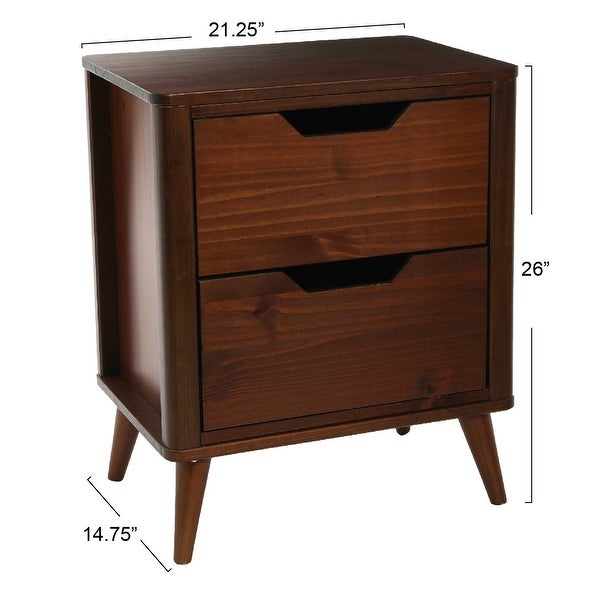 Solid Wood Nightstand with 2 Storage Drawers - - 37176442