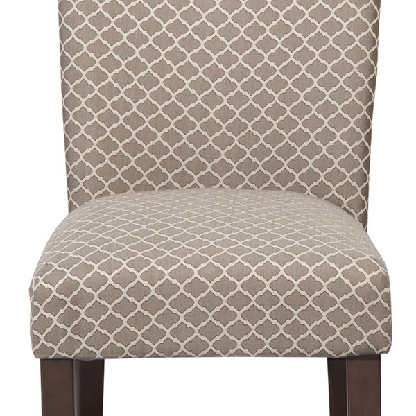 Quatrefoil Diamond Pattern Fabric Upholstered Chair with Wooden Legs,