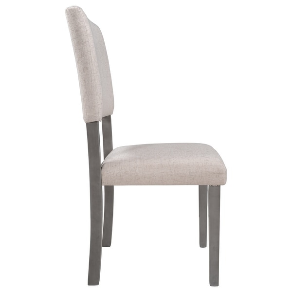 Mid-Century Wood 4 Upholstered Dining Chairs for Small Places, Beige -