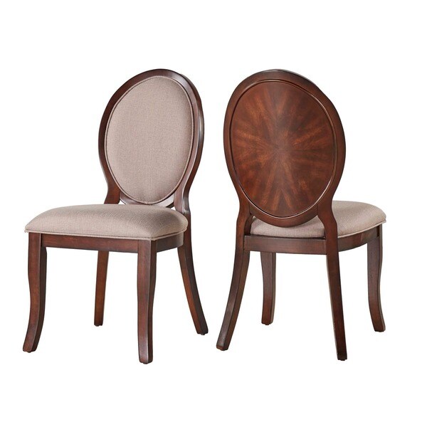 Verdiana Rich Brown Cherry Finish Oval Dining Chair (Set of 2) by iNSP