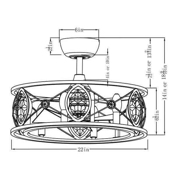 22 in. Indoor Chrome Caged Ceiling Fan with Remote Control - 22*22