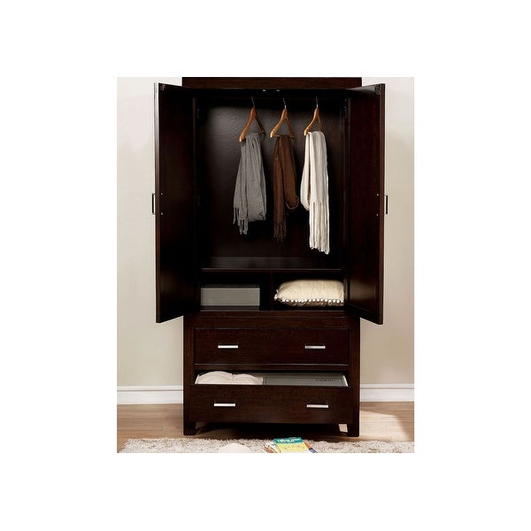 Wooden Armoire With 2 Drawers, Espresso - - 34443275