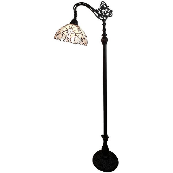 Tiffany Style Floor Lamp Arched 62 Tall Stained Glass White Mahogany B