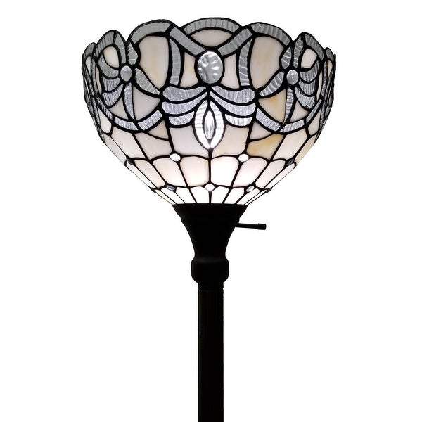 Tiffany Style White Torchiere Floor Lamp 72 Tall AM284FL12B Amora Ligh