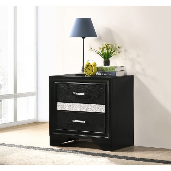 3 Drawers Wooden Nightstand With Hide Drawer Design in Black - - 34976