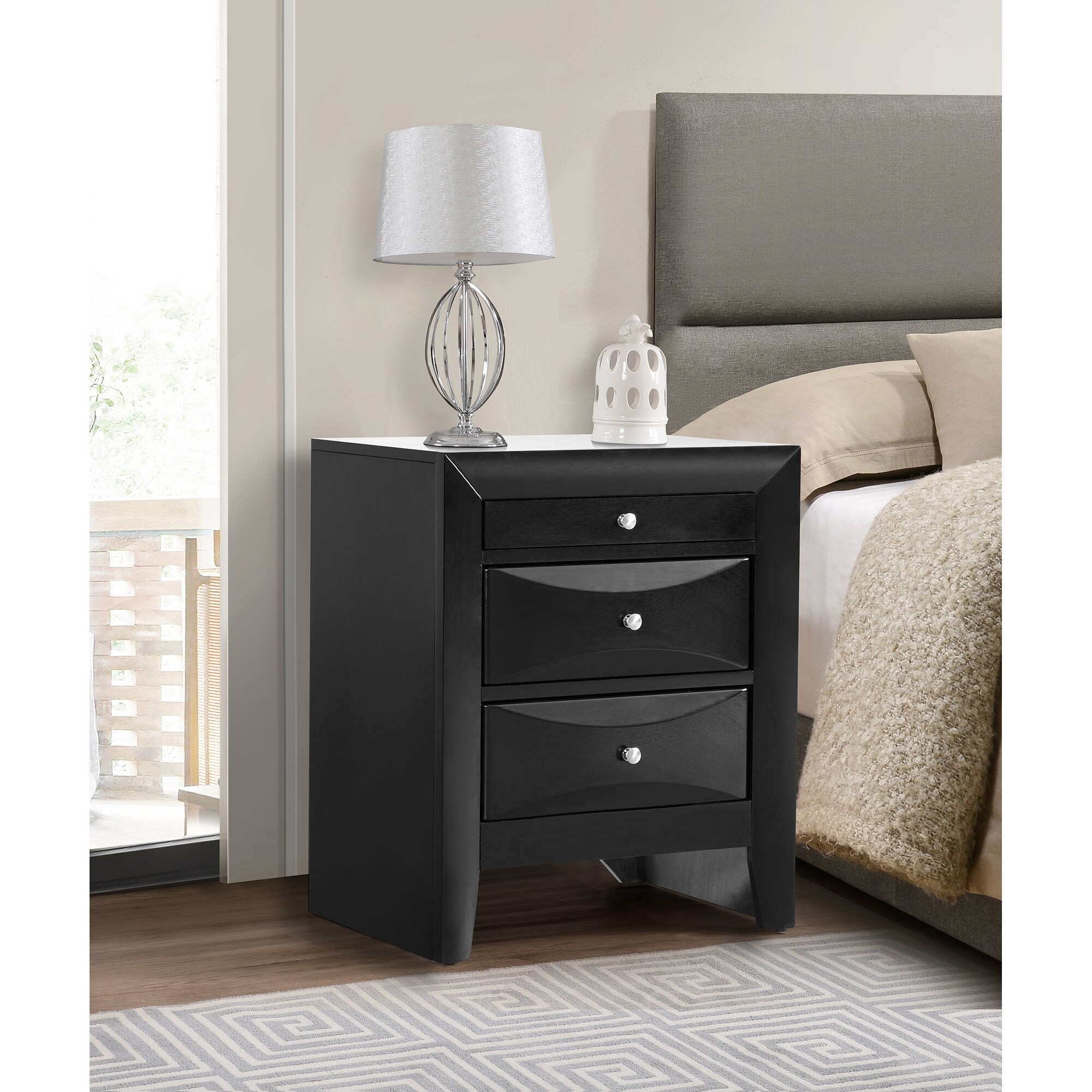 Marilla 3-Drawer Nightstand (28 in. H x 17 in. W x 23 in. D) - - 35993