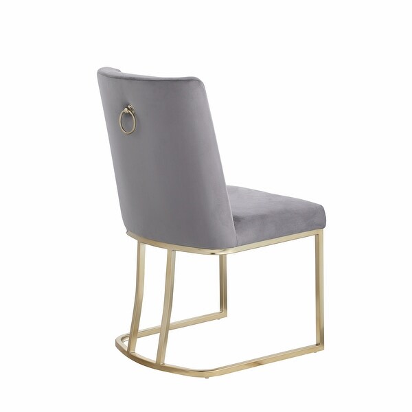 Dining Chairs, Velvet Upolstered Side Chair, Gold Metal Legs (Set of 2