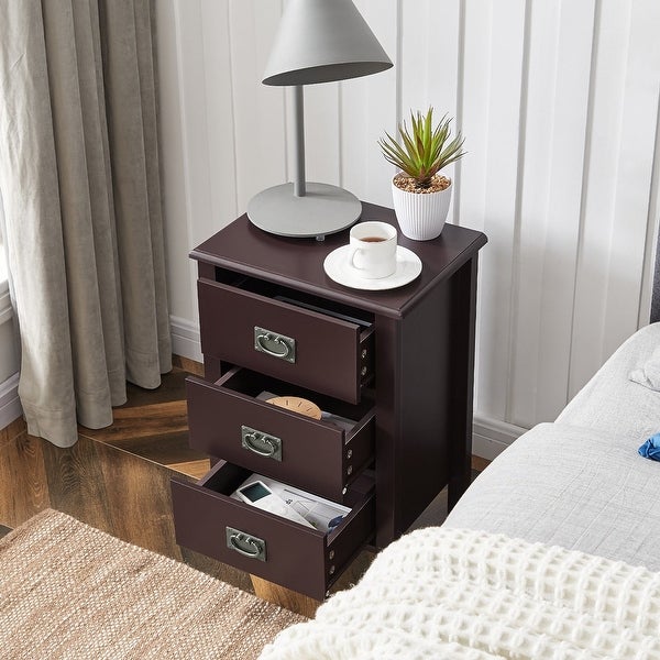 Modern 3-Drawer Wood Nightstands Set of 2 - - 36041255