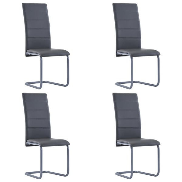 Cantilever Dining Chairs 4 pcs Gray Faux Leather - Overstock - 3509833