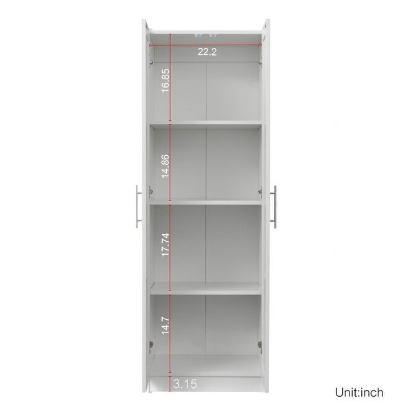 70Height Wood Closet with 2 Door and 4-Tier Inside