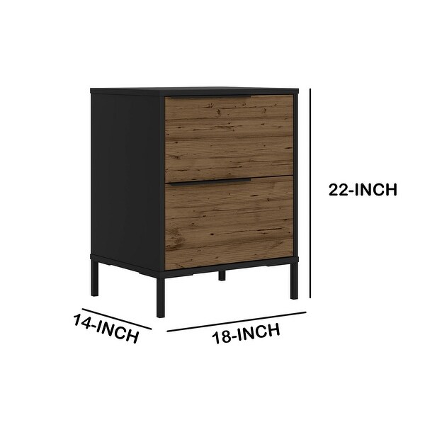 Wood and Metal Office Accent Storage Cabinet with 2 Drawers - - 373164