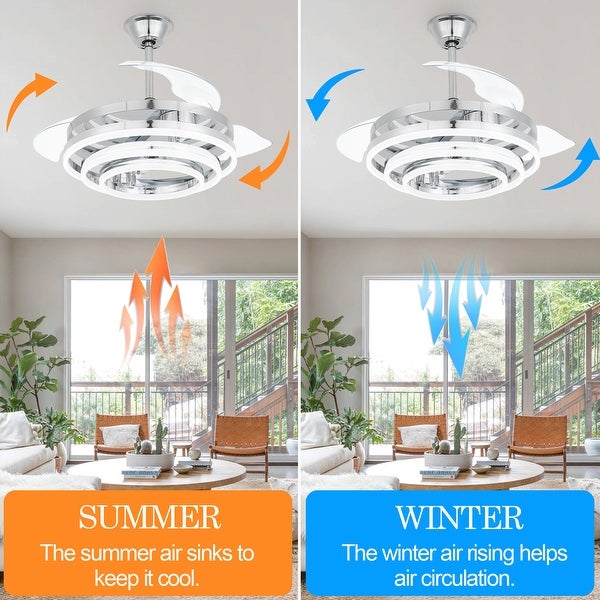 Cusp Barn Modern 42 Retractable Ceiling Fan with Lights and Remote