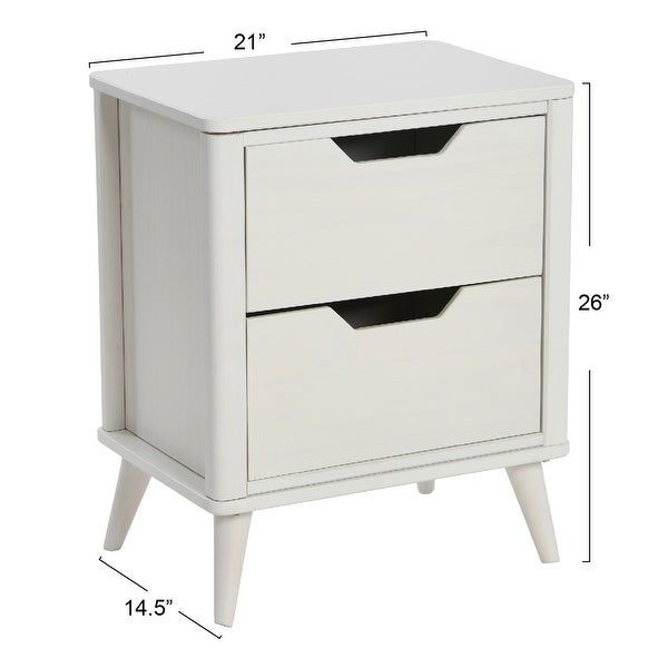 Solid Wood Nightstand with 2 Storage Drawers - - 37176442