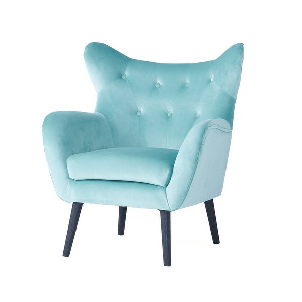 Simon Light Blue Fabric Wingback Chair - Overstock - 36701967