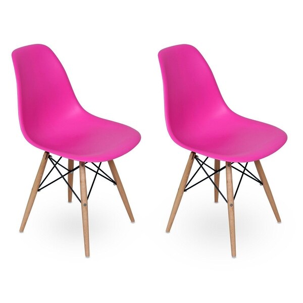 Eiffel Chair with natural wood legs, differents colours, Set of 2. - O