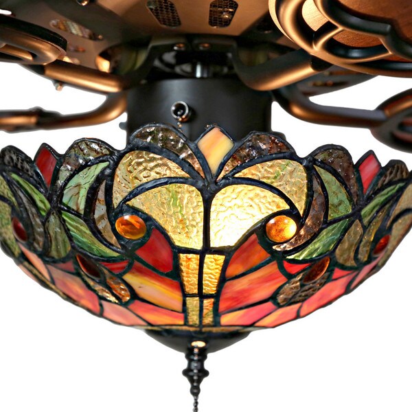 Tiffany Style Stained Glass Halston Ceiling Fan - Spice - 52L x 52